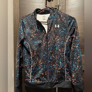 Under Armour Boys Black Jacket w/Orange and Blue Accents